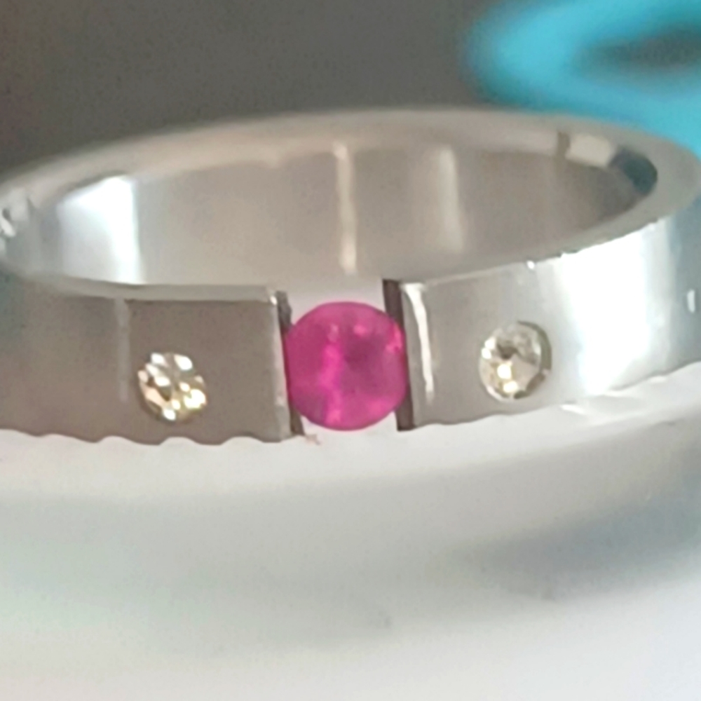 COPY - Stainless steel single diamond band size 8